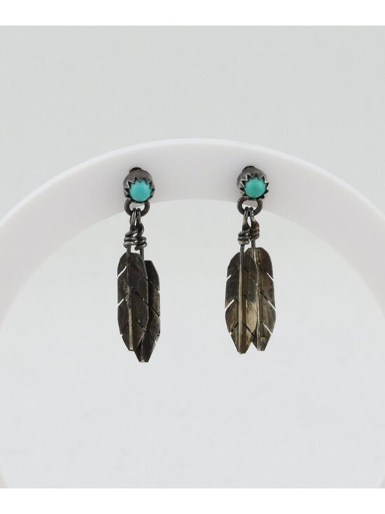 Unbranded Jewelry - Sterling Silver Turquoise Leaf Earrings Dangle Drop 1 1/8" x 3/8"